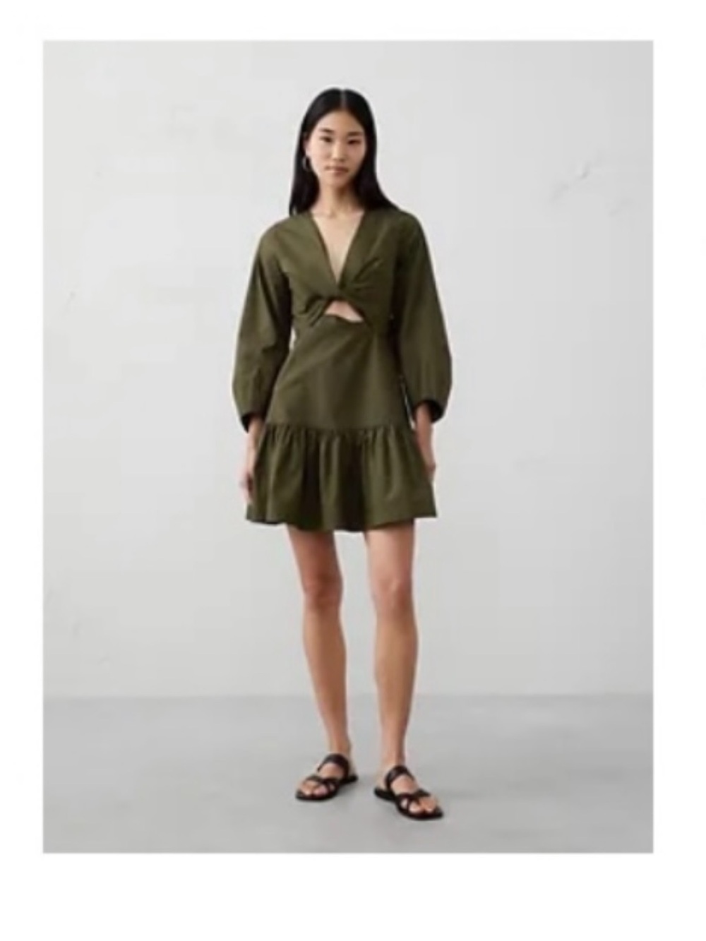Banana Republic Olive Green Mini Dress with Front Cutout